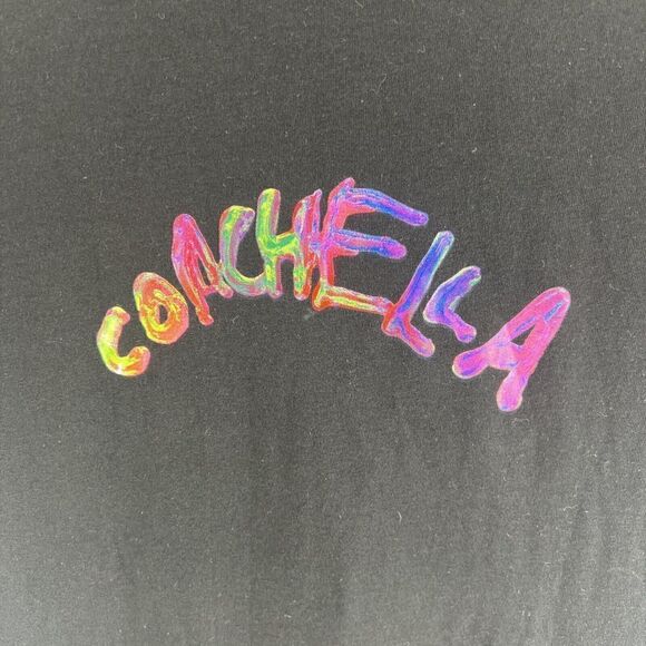 Coachella Women’s Short Sleeve Black Fitted Tee Tie Dyed Graphic Print Size M - Picture 6 of 6
